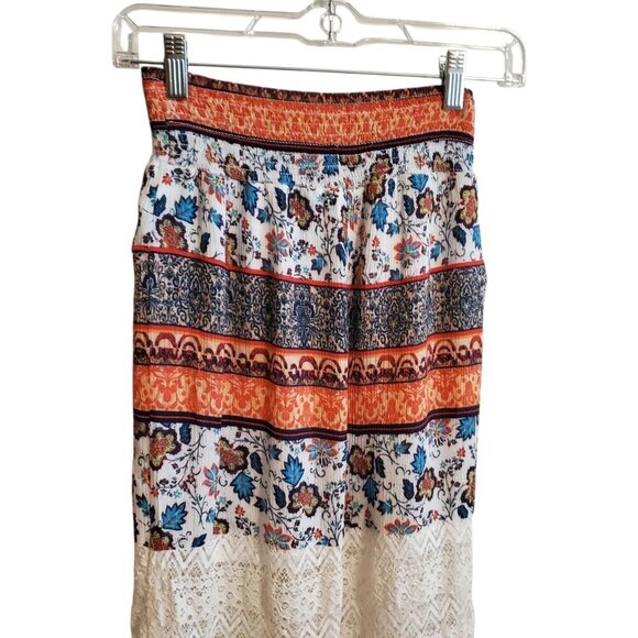 Vanity Long Lace Floral Maxi Hippie Festival Boho Skirt XS - Picture 4 of 10